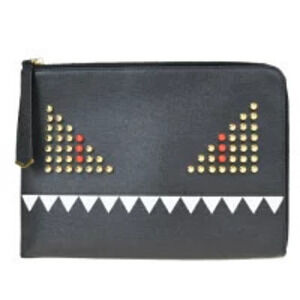 Fendi Monster Clutch Bag Black Leather